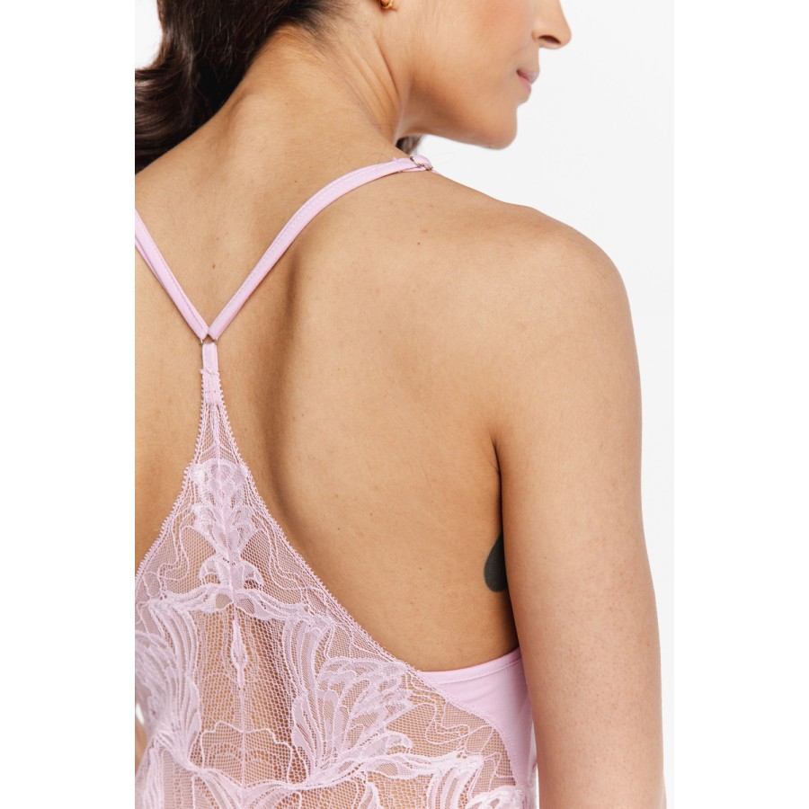 Camisón micromodal rosa vista lateral